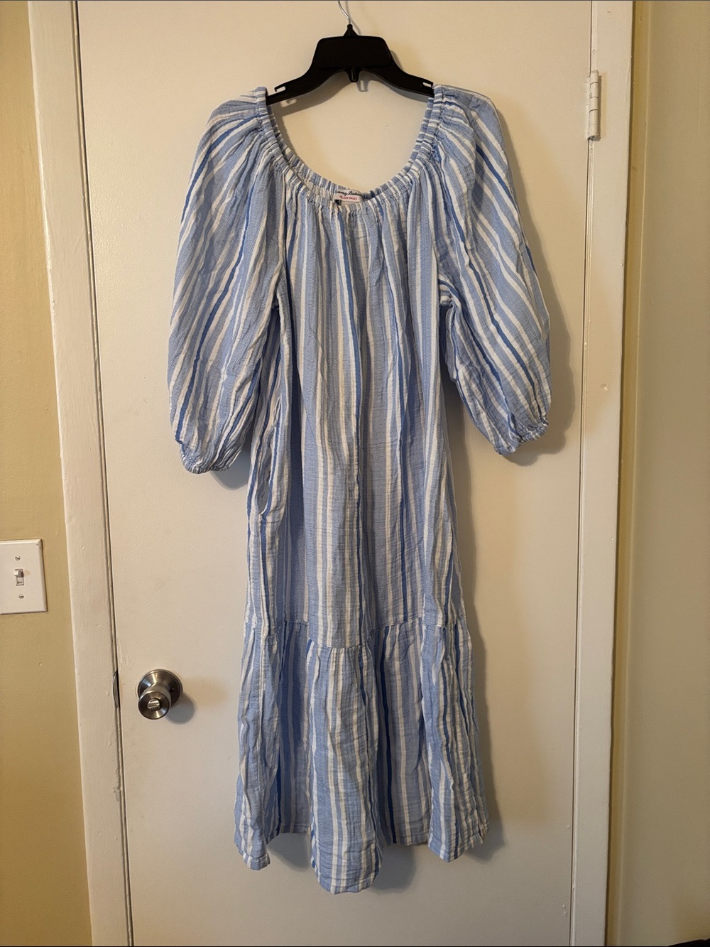 Tommy Bahama Island Gauze Cotton Striped Midi Peasant Dress